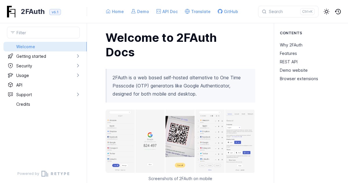 2FAuth: Two-factor authentication account management and security code generator