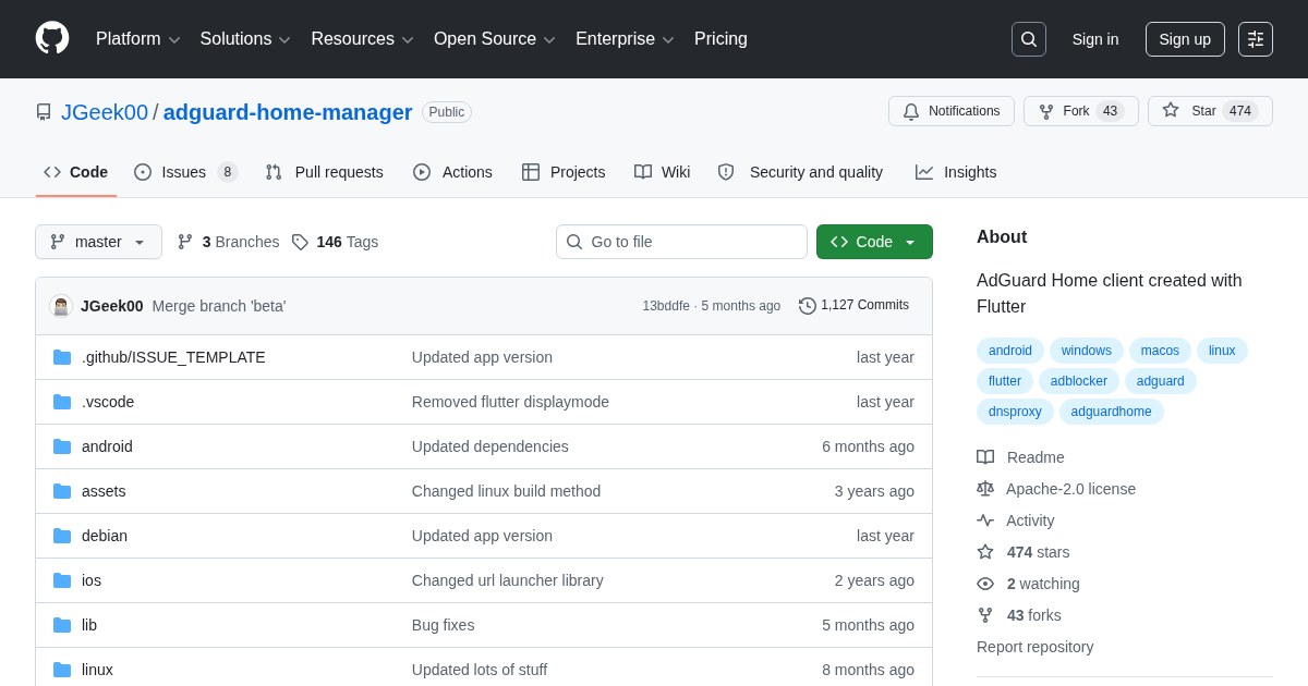 AdGuard Home Manager: Unofficial AdGuard Home client created with Flutter