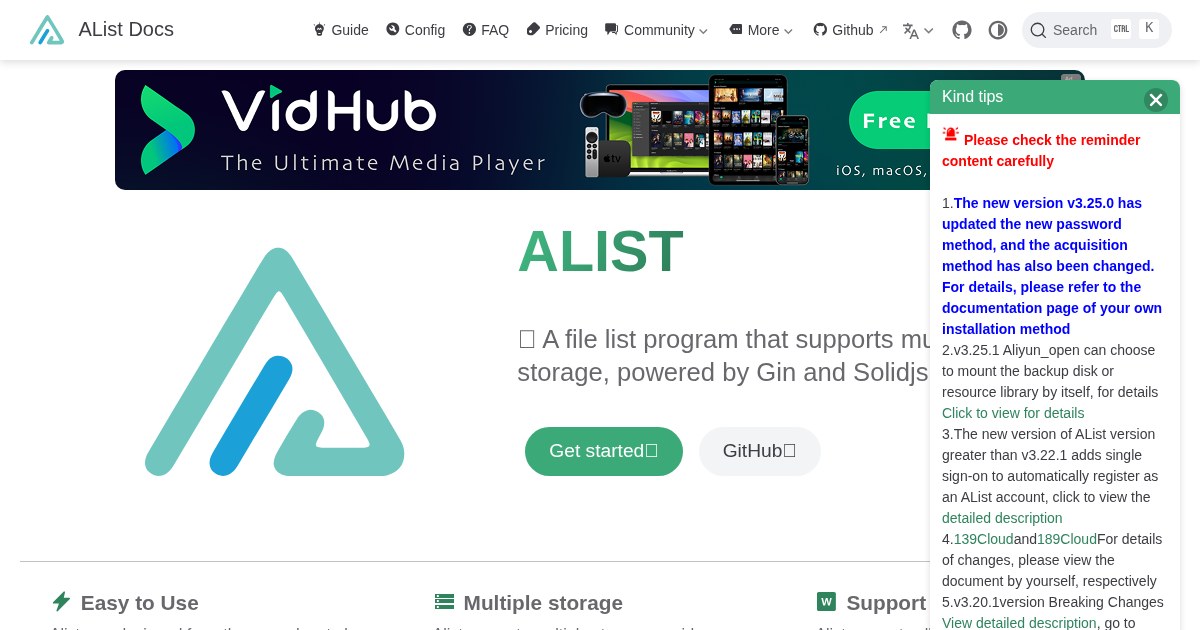 AList: File list/WebDAV program with support for multiple storage backends