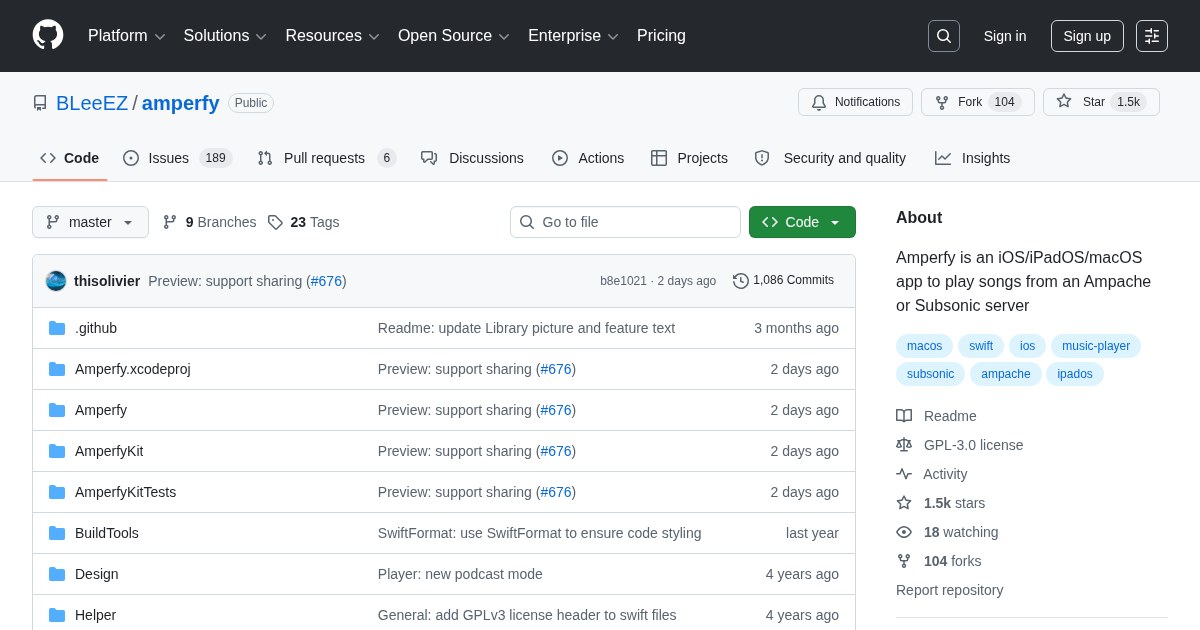 Amperfy: iOS app for streaming songs from Subsonic-compatible servers
