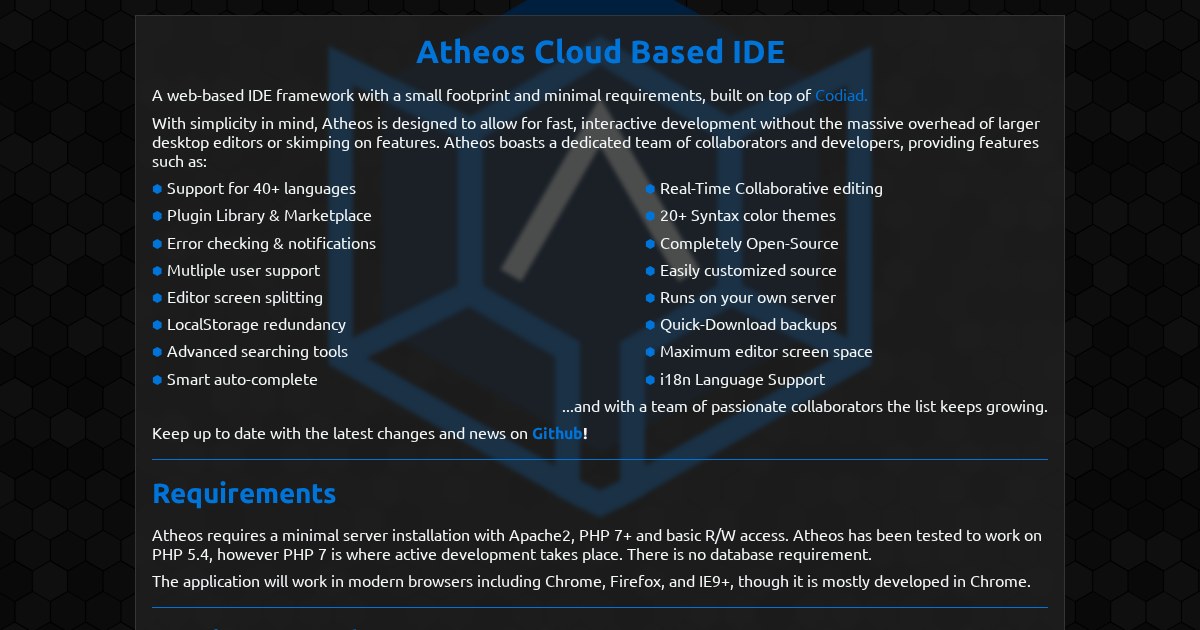 Atheos: Browser-based cloud IDE forked from Codiad