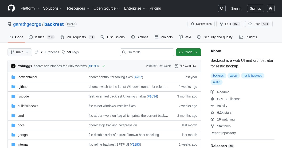 Backrest: Web UI and orchestrator for restic backup