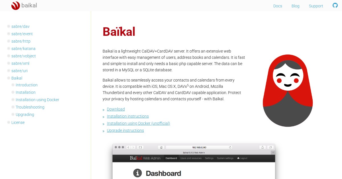 Baikal: Calendar and contacts server