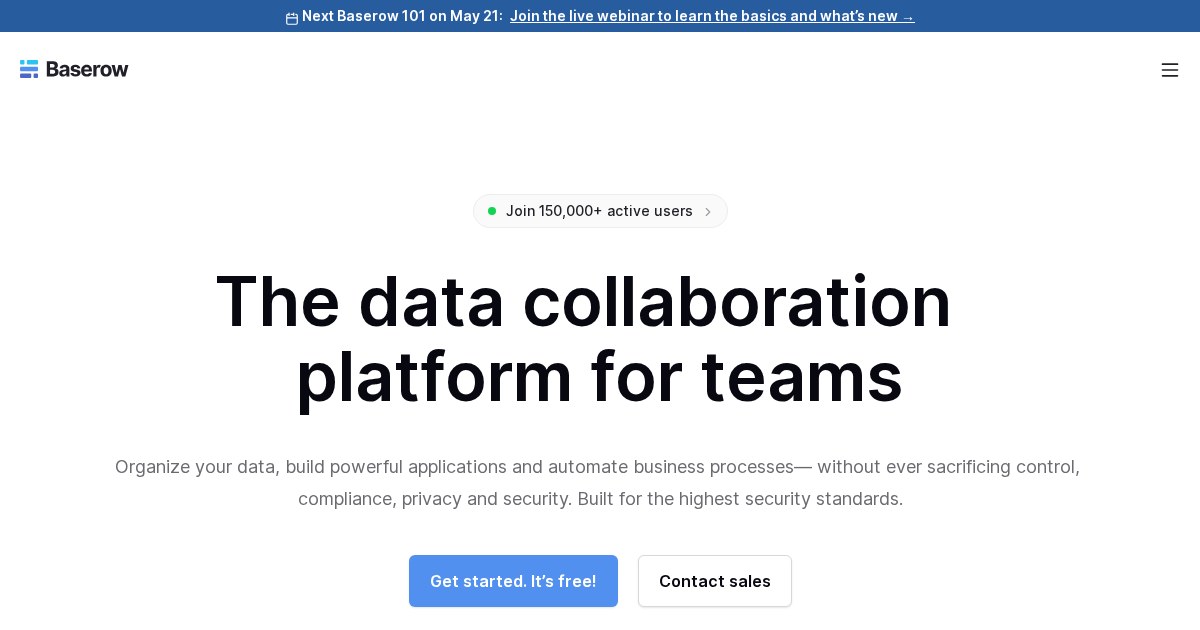 Baserow: Open platform for creating scalable databases and applications without coding