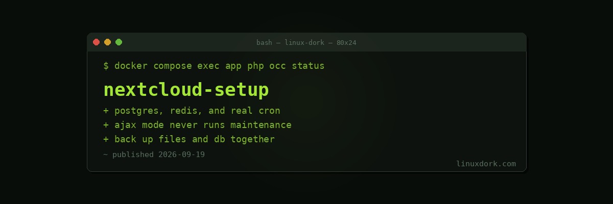 Setting Up Nextcloud Properly