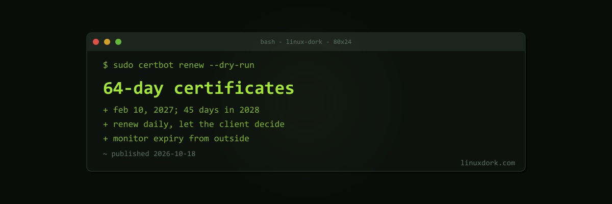 Preparing for 64-Day TLS Certificates: Audit Your Renewals Now