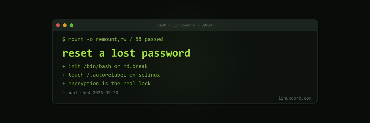 How to Reset a Forgotten Root or User Password on Linux