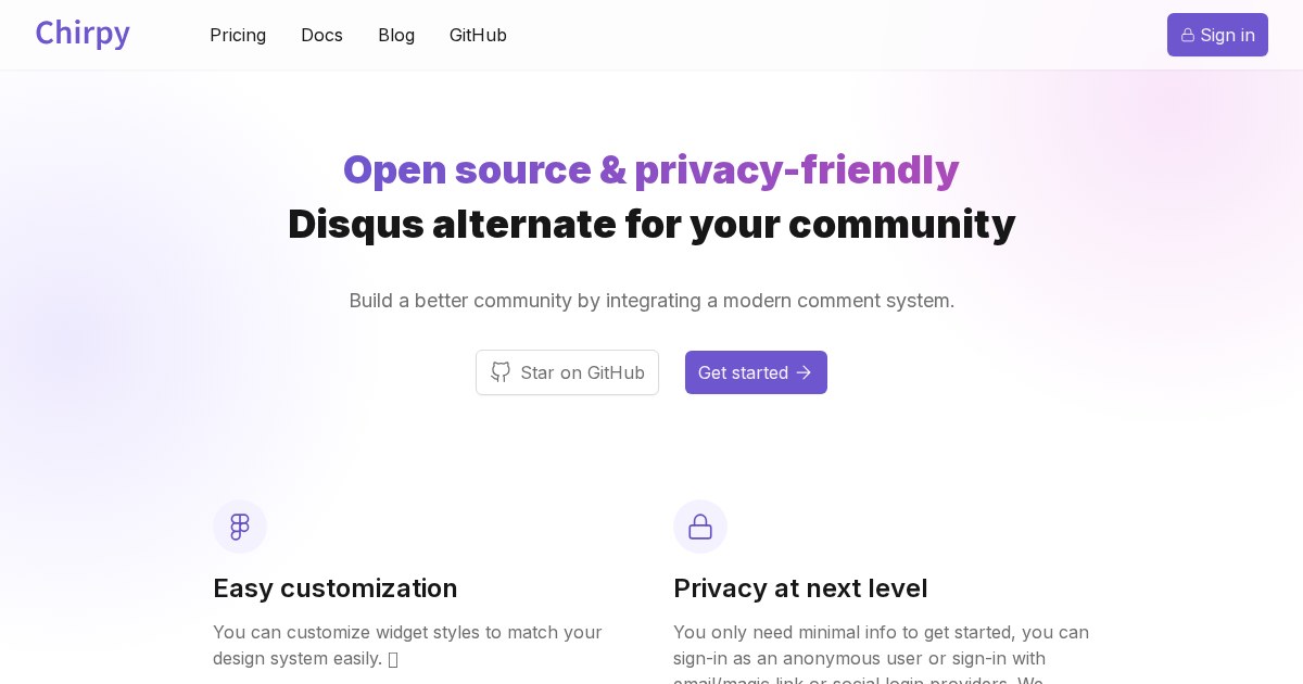 Chirpy: Privacy-friendly and customizable commenting