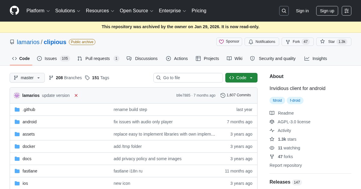 Clipious: Invidious client for Android
