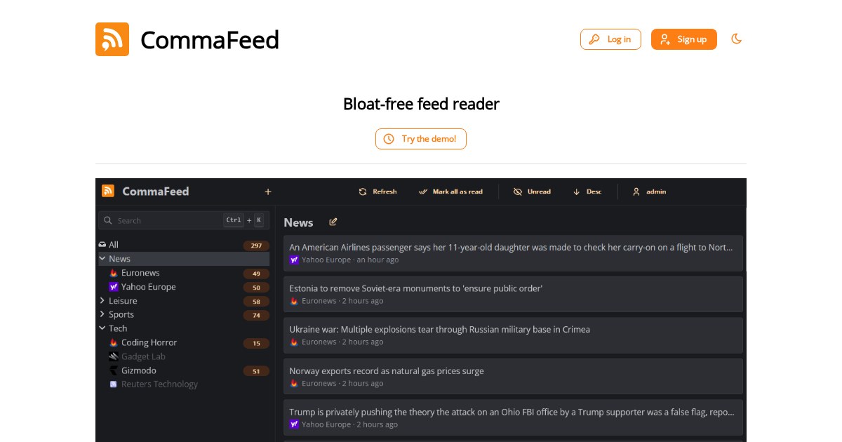CommaFeed: Google Reader inspired self-hosted RSS aggregator