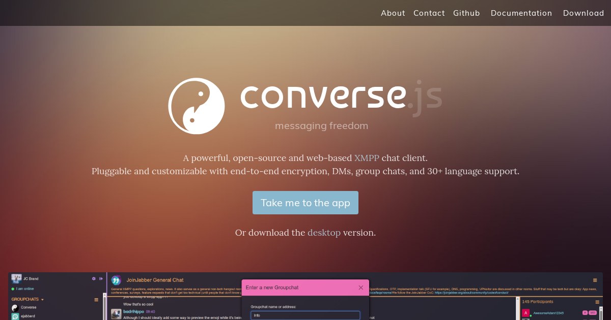Converse: Web-based XMPP/Jabber chat client