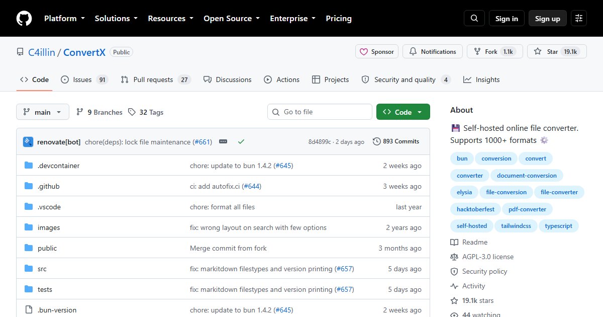 ConvertX: A Self-Hosted File Converter for 1000+ Formats