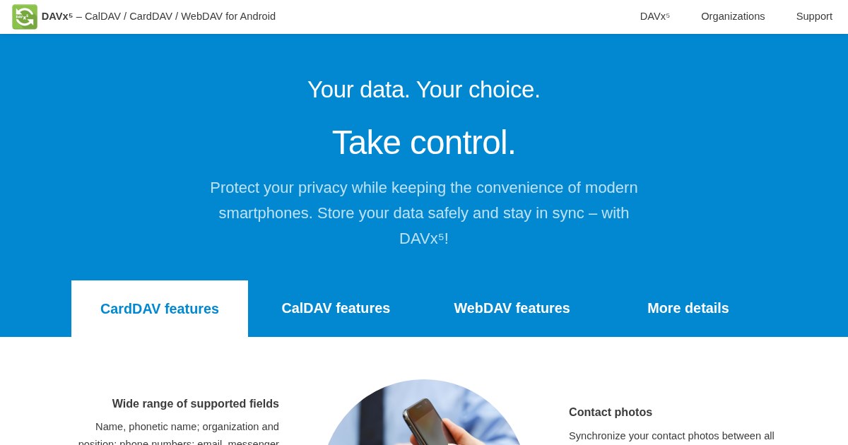 DAVx⁵: CalDAV/CarDAV suite and sync app for Android