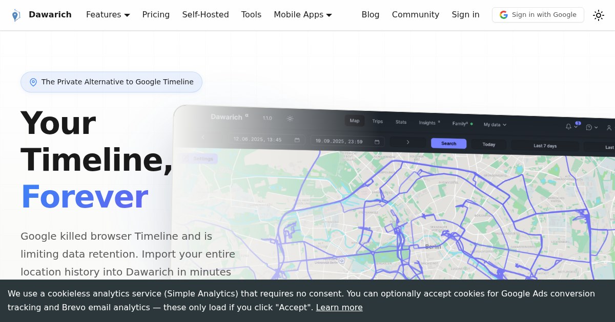 Dawarich: Self-hosted alternative to Google Location History