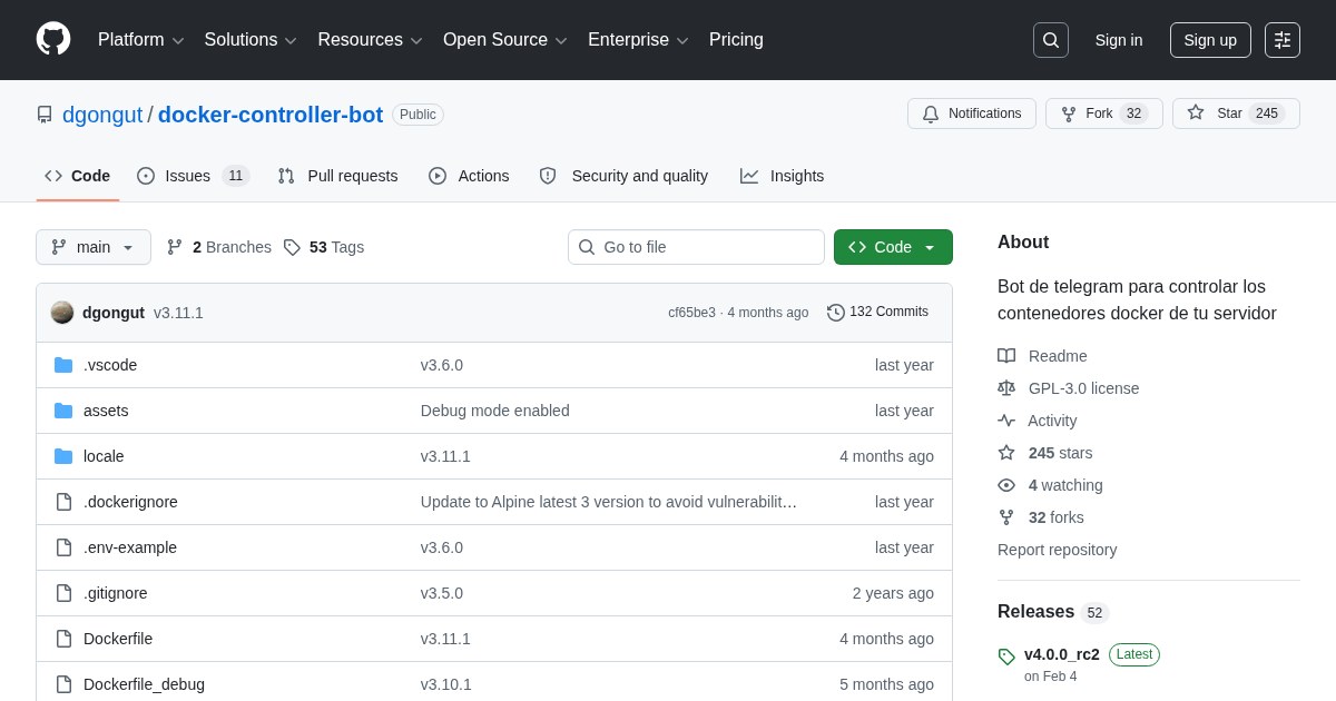 Docker Controller Bot: Telegram bot for managing Docker containers