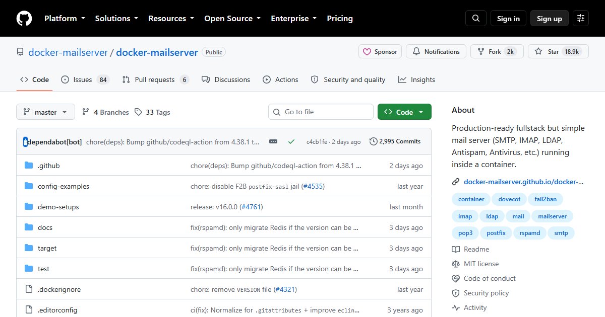 docker-mailserver: A Full Mail Server in One Container, Configured by Files
