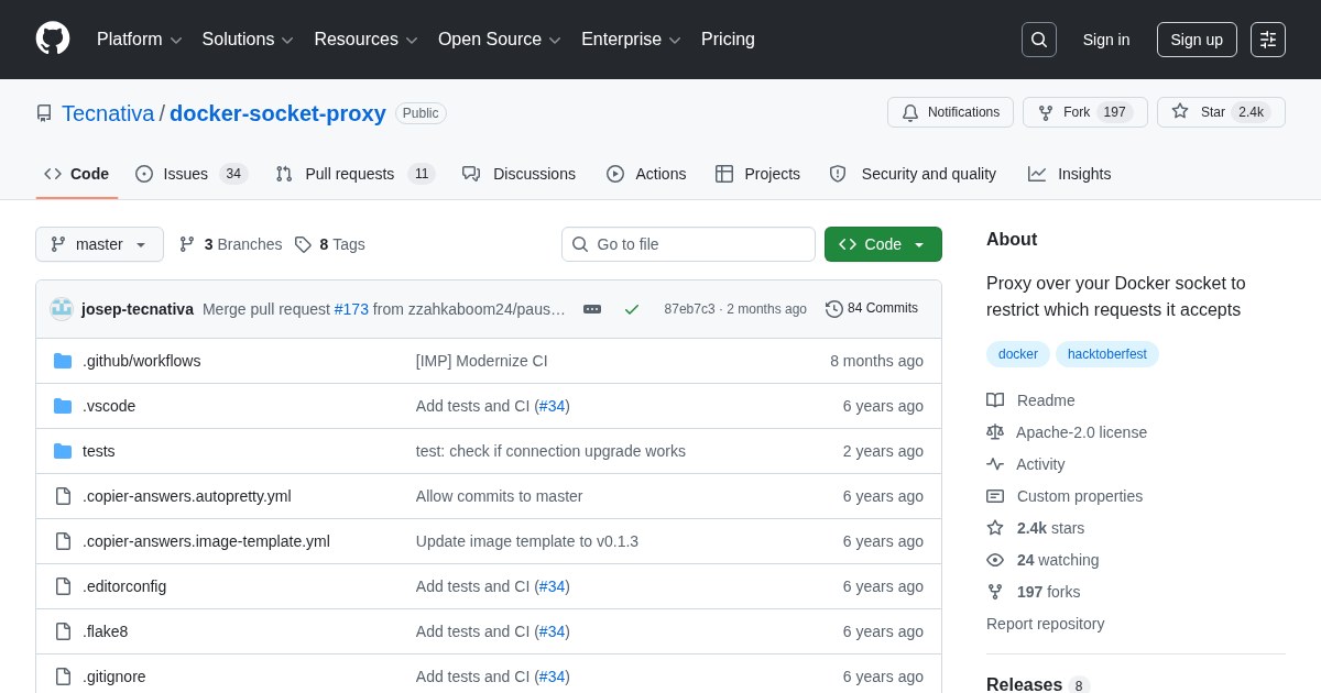 Docker Socket Proxy: Docker socket proxy for restricting requests to the Docker API