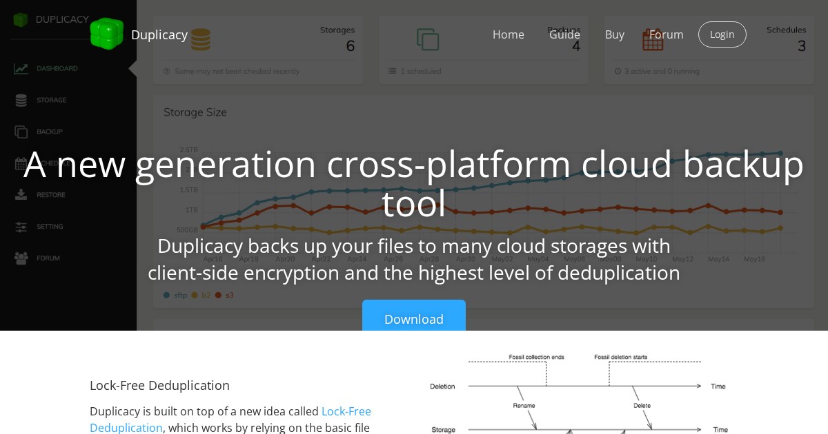 Duplicacy: New generation cross-platform cloud backup tool based on lock-free deduplication