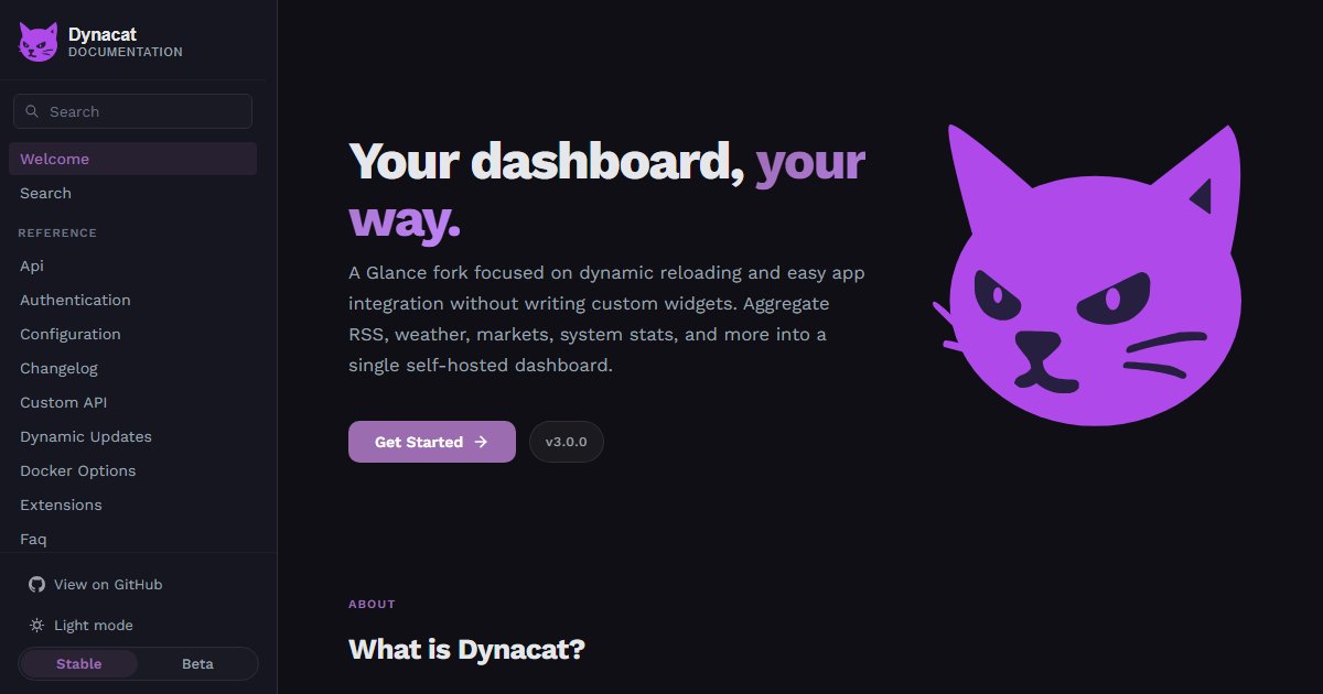 Dynacat: A Glance-Based Dashboard With Live Reloading and a UI Editor