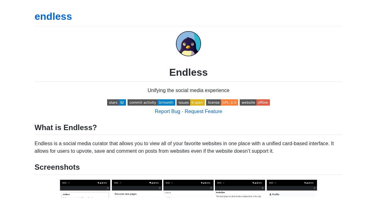 Endless: Social media curator