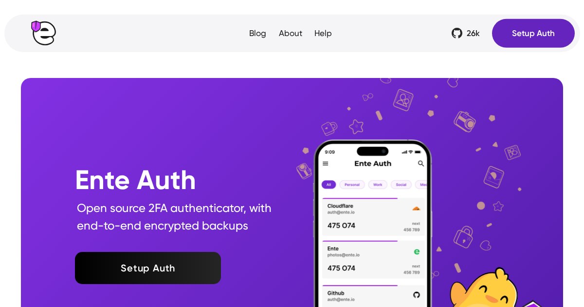 Ente Auth: Open-source, end-to-end encrypted 2FA platform