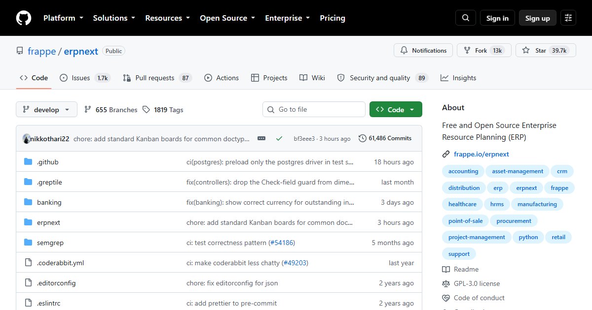ERPNext: Open Source ERP for Accounting, Inventory, and Manufacturing