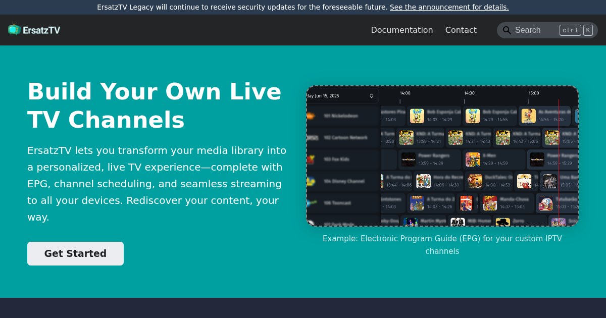 ErsatzTV: Configure and stream custom live channels from a media library