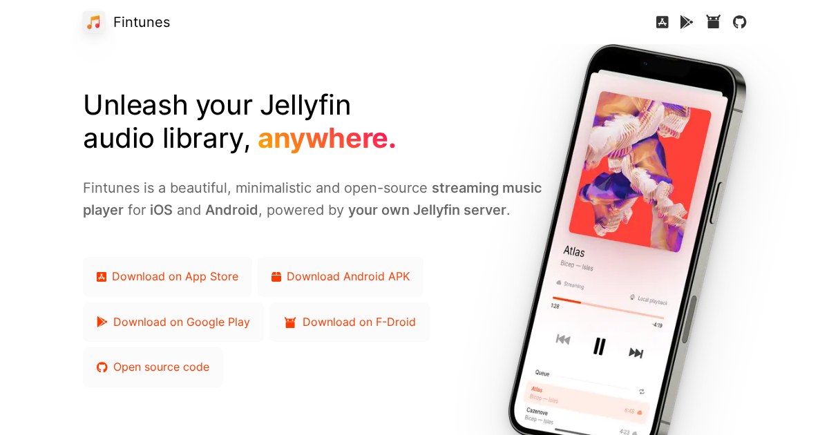 Fintunes: Beautiful and minimalistic streaming music player