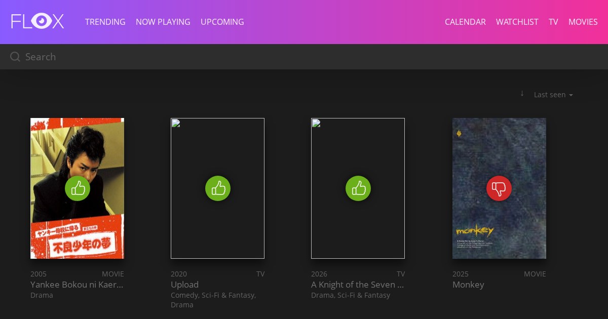 Flox: Self-hosted movie, series, and anime watch list