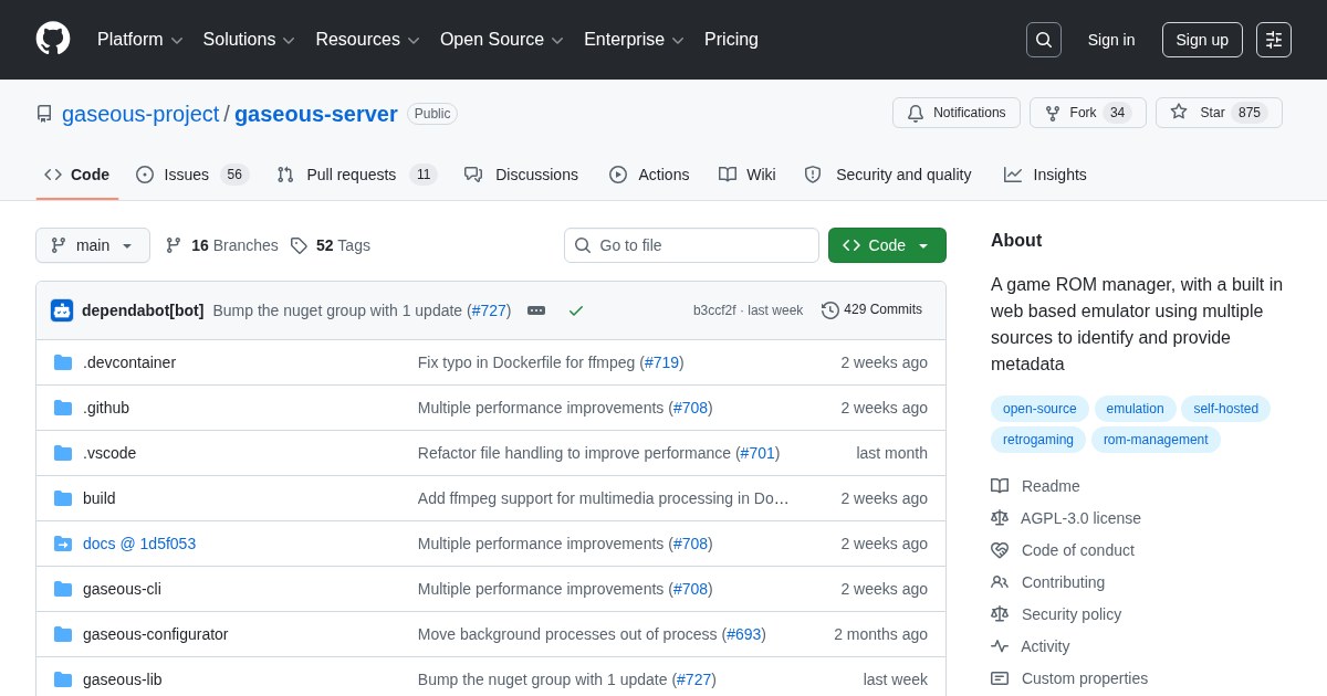 Gaseous: ROM file and metadata manager with a web-based emulator