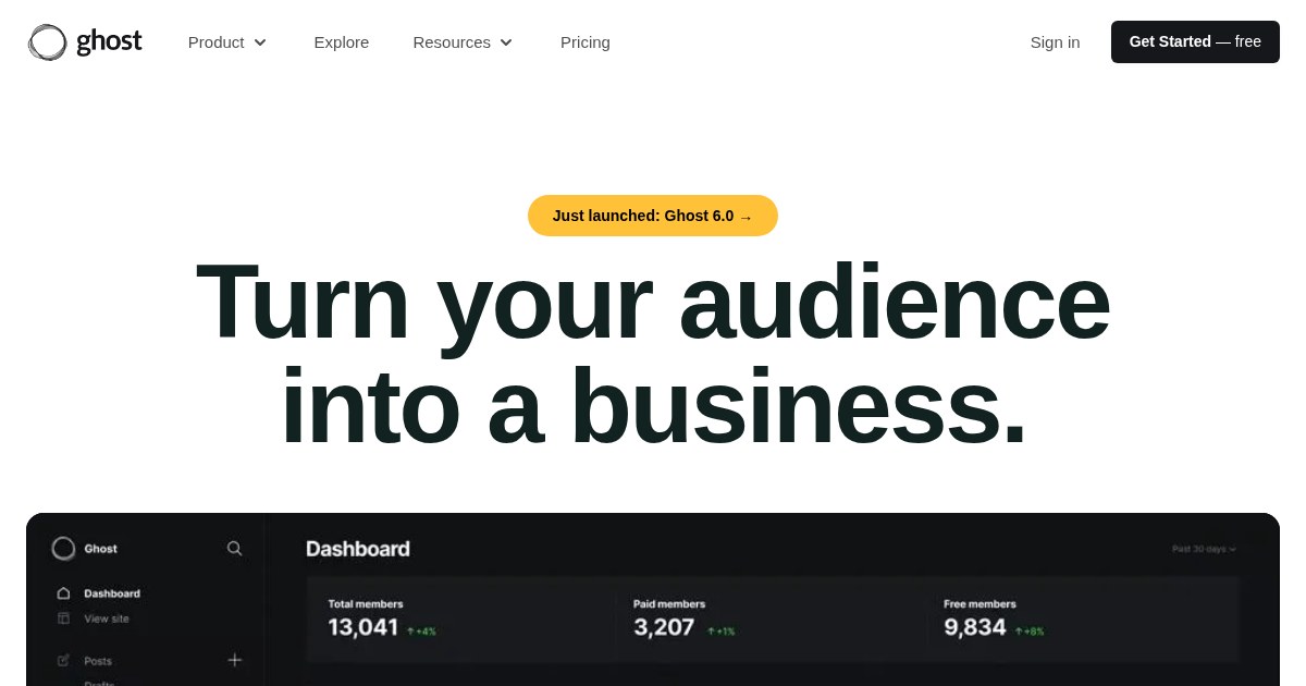Ghost: Independent technology for modern publishing, memberships, subscriptions and newsletters