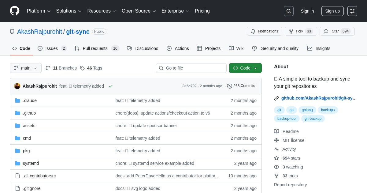 Git-Sync: Backup and sync tool for git repositories