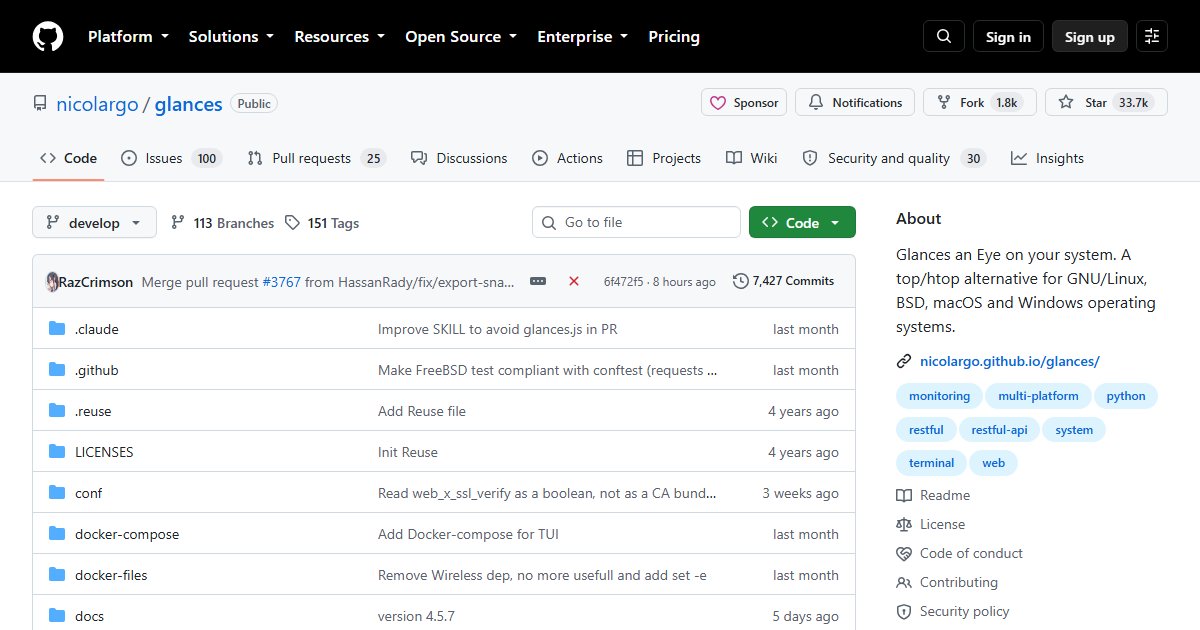 Glances: A Cross-Platform System Monitor for the Terminal, Web, and API
