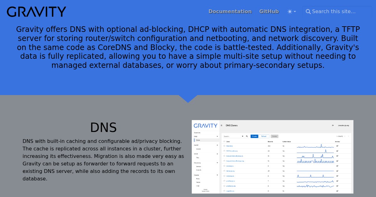 Gravity: Fully-replicated DNS and DHCP server with ad-blocking powered by etcd