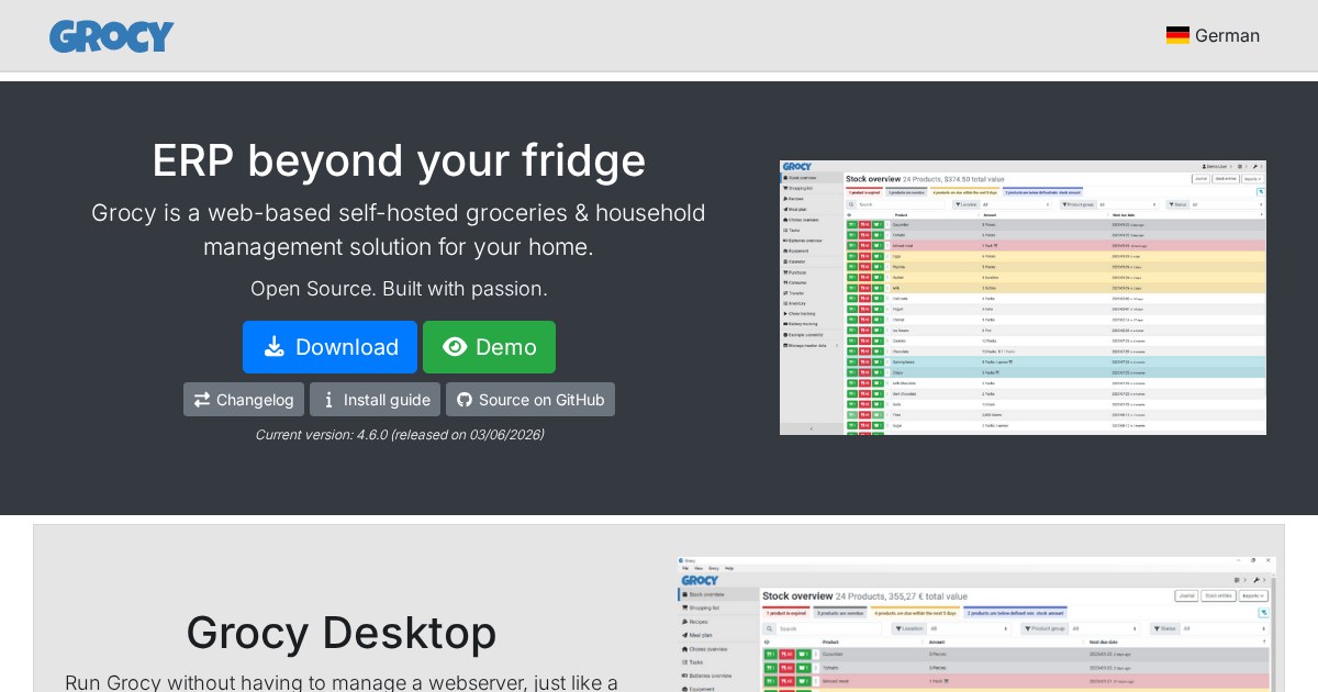 Grocy: Web-based groceries and household management solution for the home