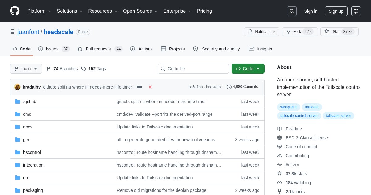 Headscale: Open-source implementation of the Tailscale