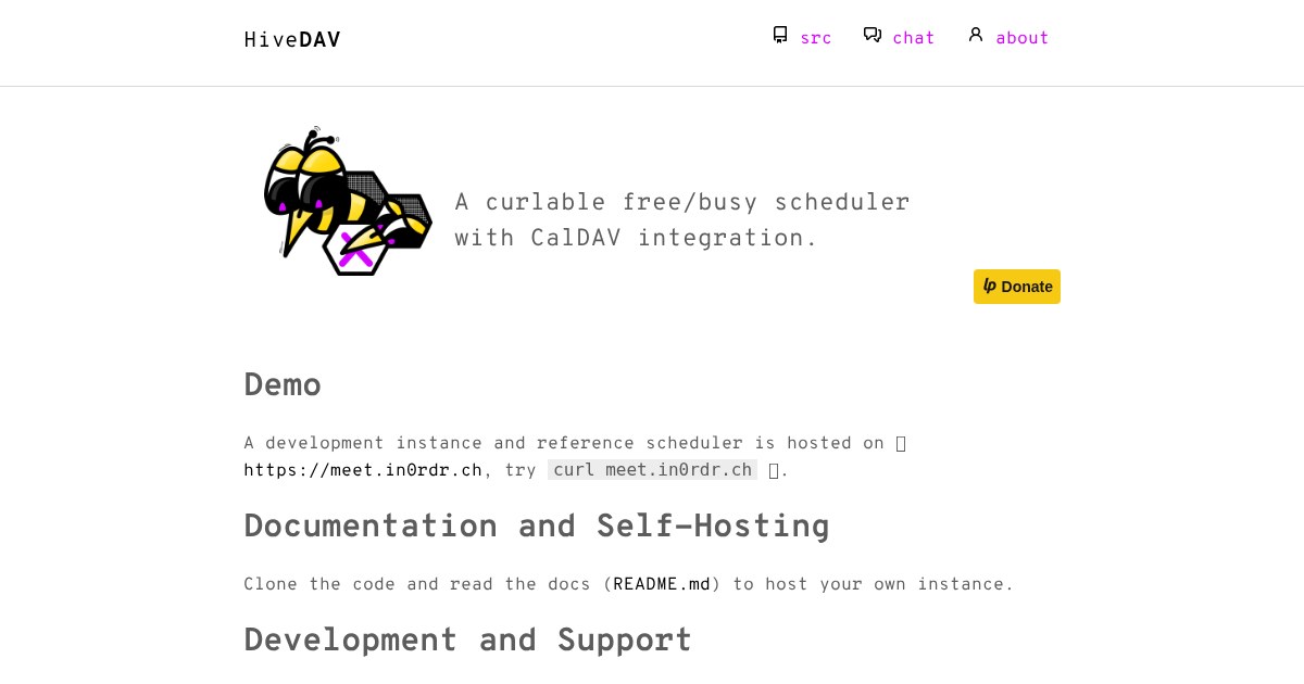 HiveDAV: Curlable free/busy scheduler with CalDAV