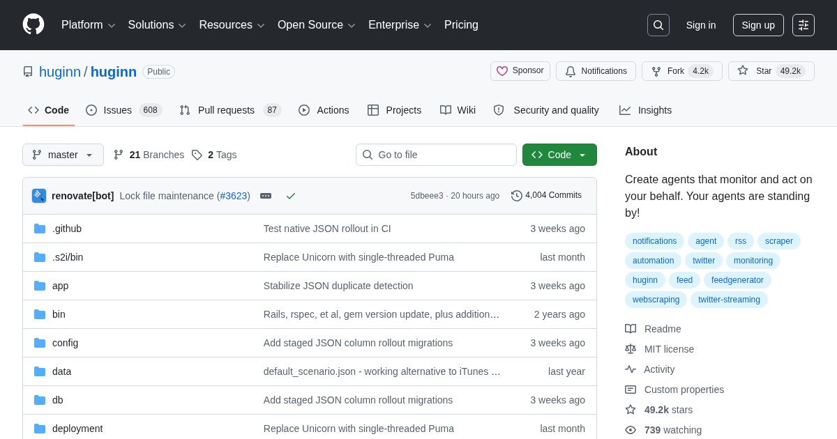 Huginn: System for building agents that perform automated