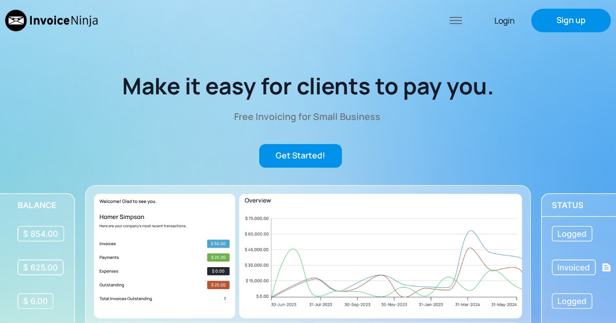 Invoice Ninja: Simple invoicing, multiple payment options, expense and vendor management, and more!