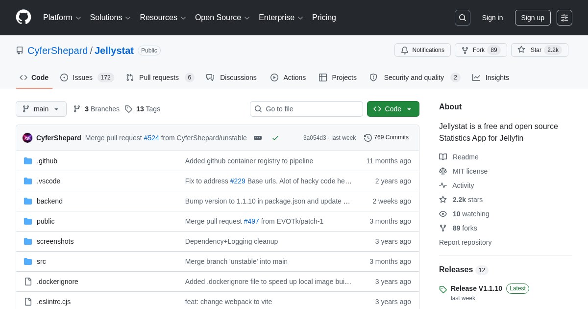 Jellystat: Free and open-source statistics app for Jellyfin