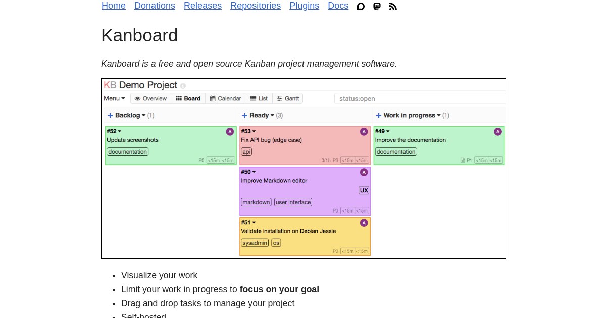 Kanboard: Kanban project management software