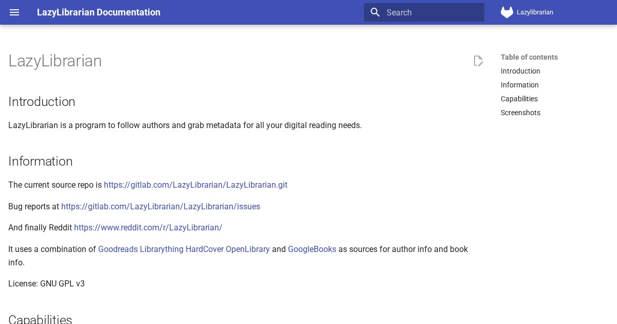 LazyLibrarian: Application for following authors and grabbing