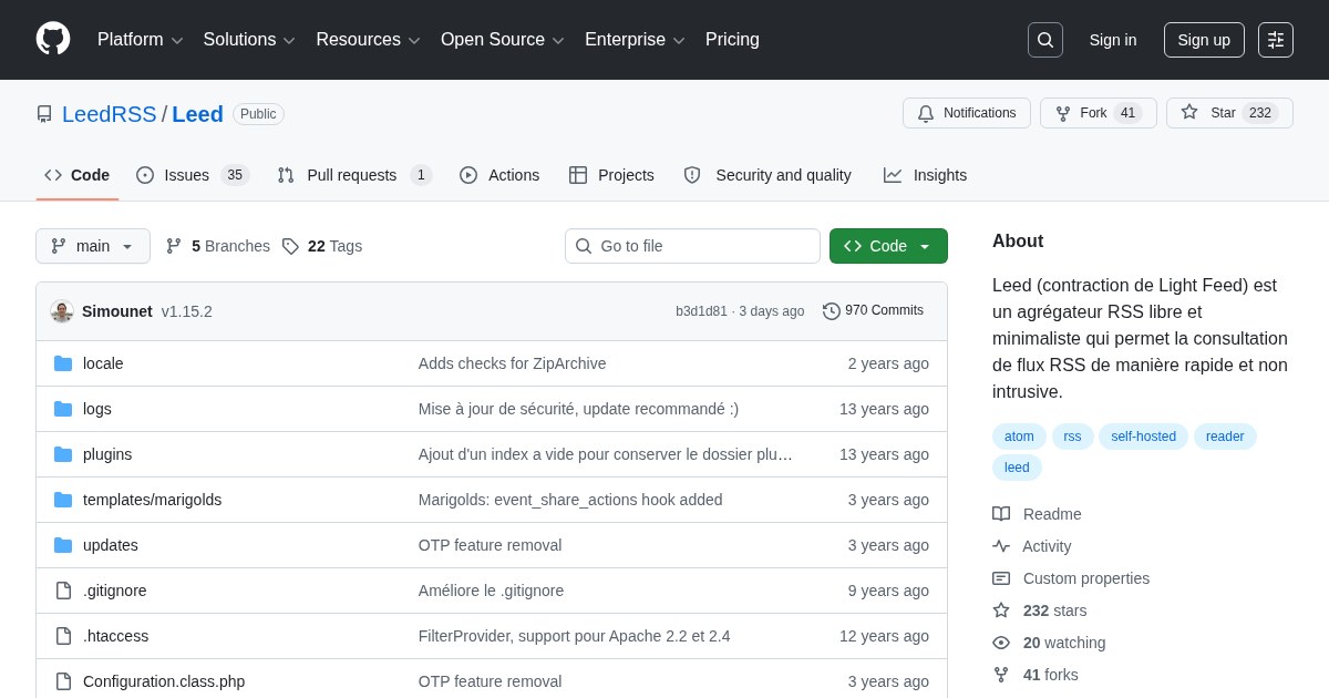 Leed: Free and minimal RSS aggregator