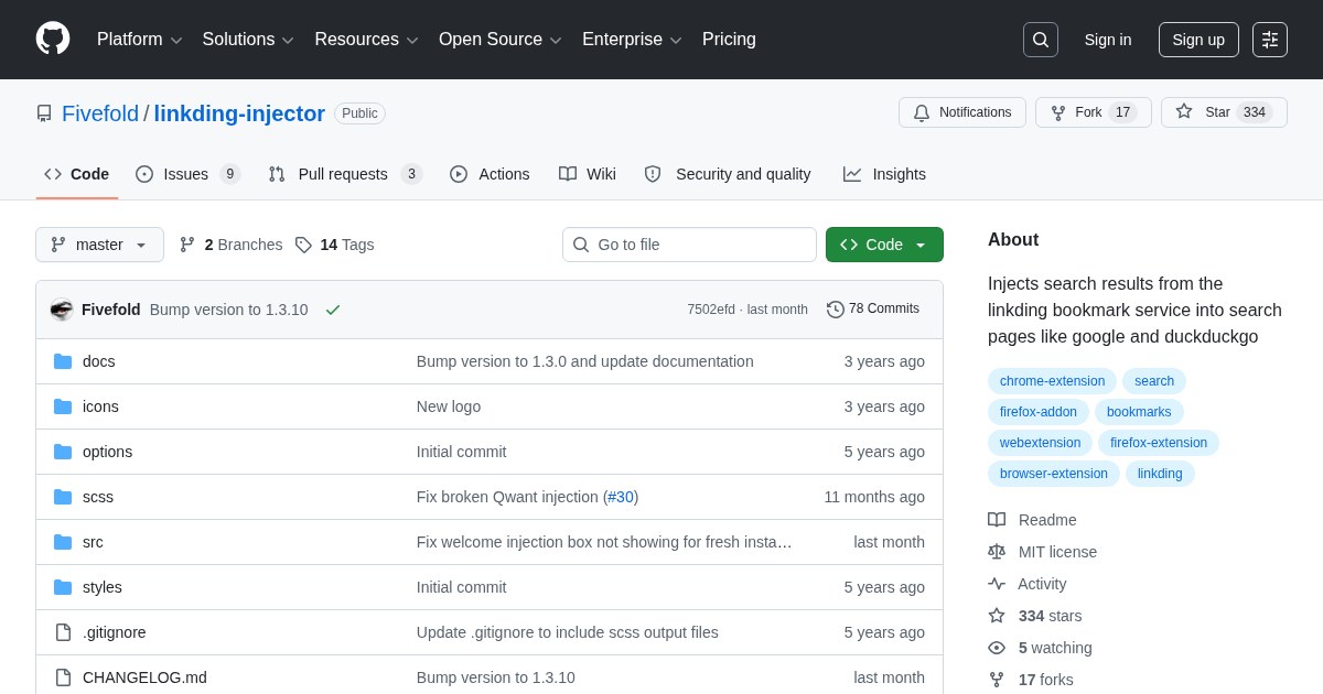 Linkding Injector: Injects search results from Linkding into search
