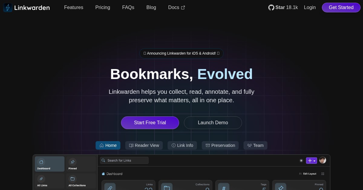 Linkwarden: Self-hosted collaborative bookmark manager for collecting, organizing, and preserving webpages and articles