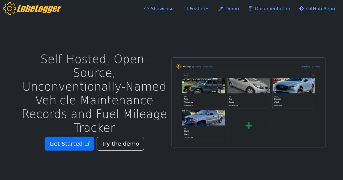 LubeLogger: Web-based vehicle maintenance and fuel mileage