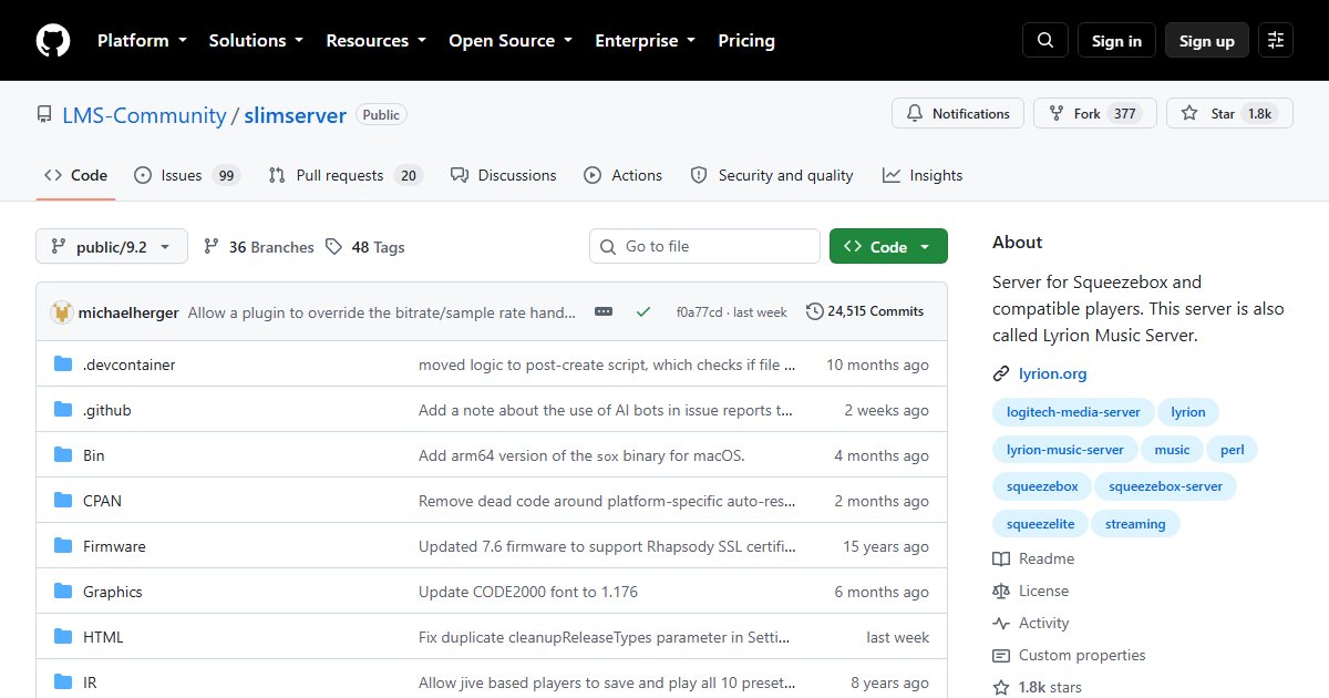 Lyrion Music Server: The Community Continuation of Logitech Media Server