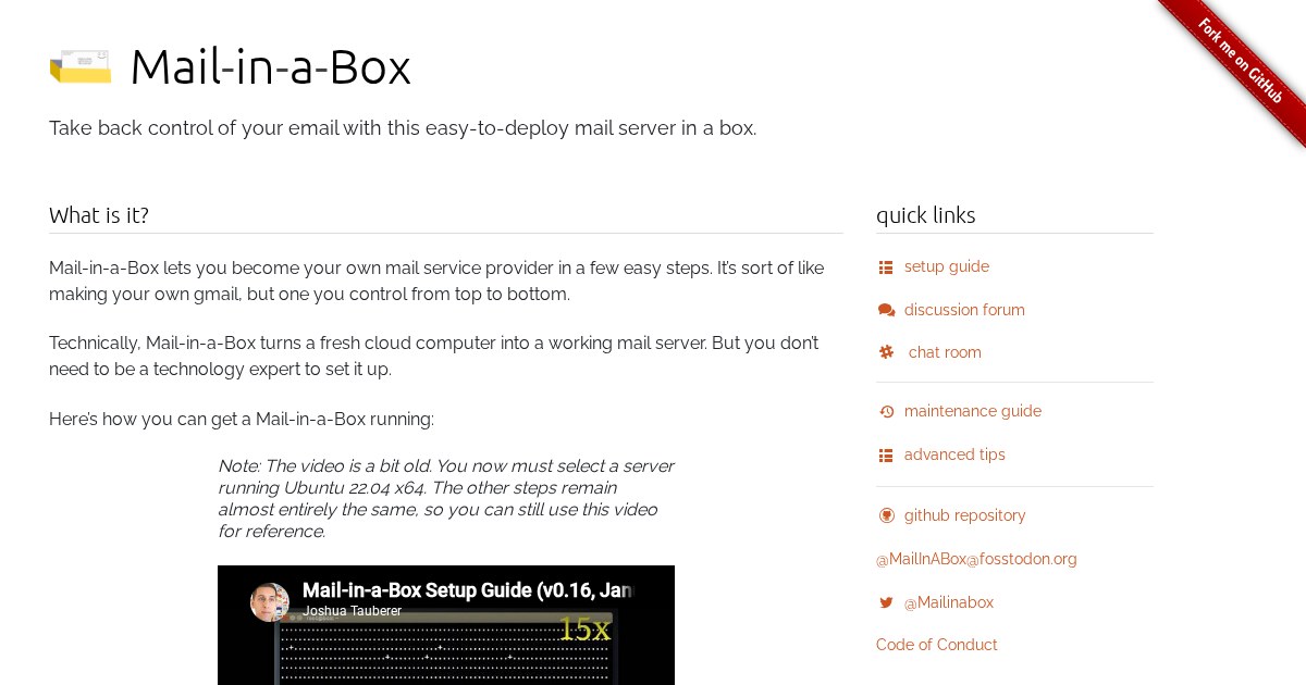 Mail-in-a-Box: Become your own mail service provider in a few easy steps