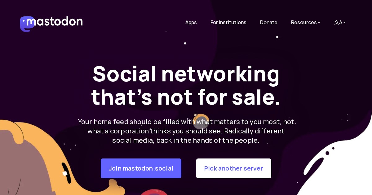 Mastodon: Social network server where users can follow