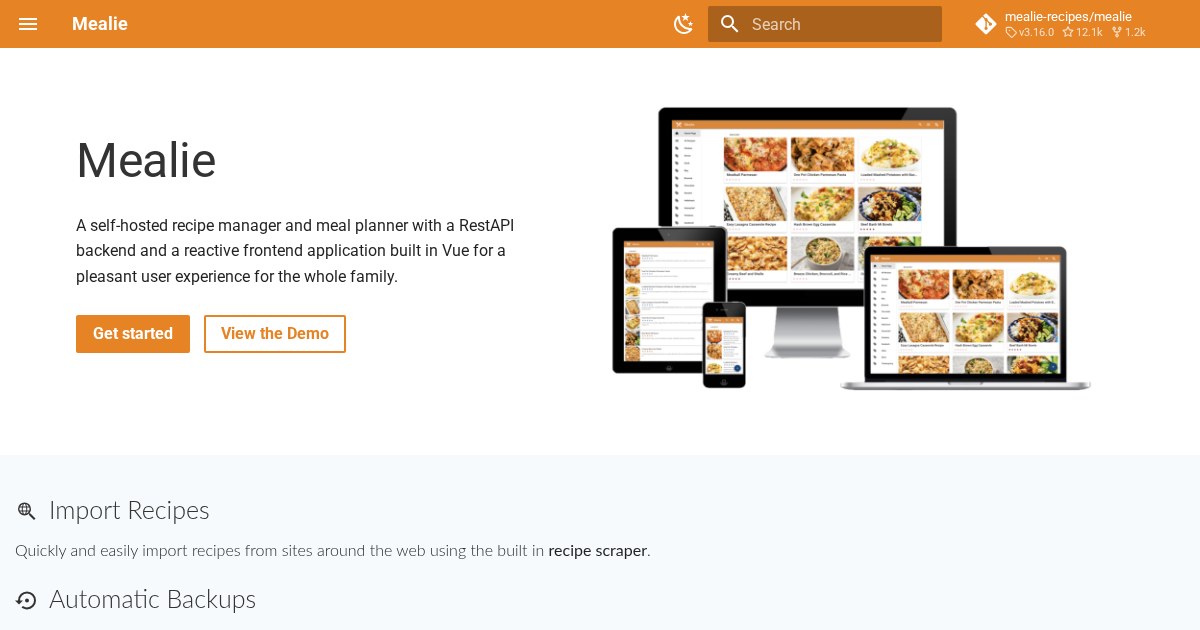 Mealie: Self-Hosted Recipe Manager and Meal Planner